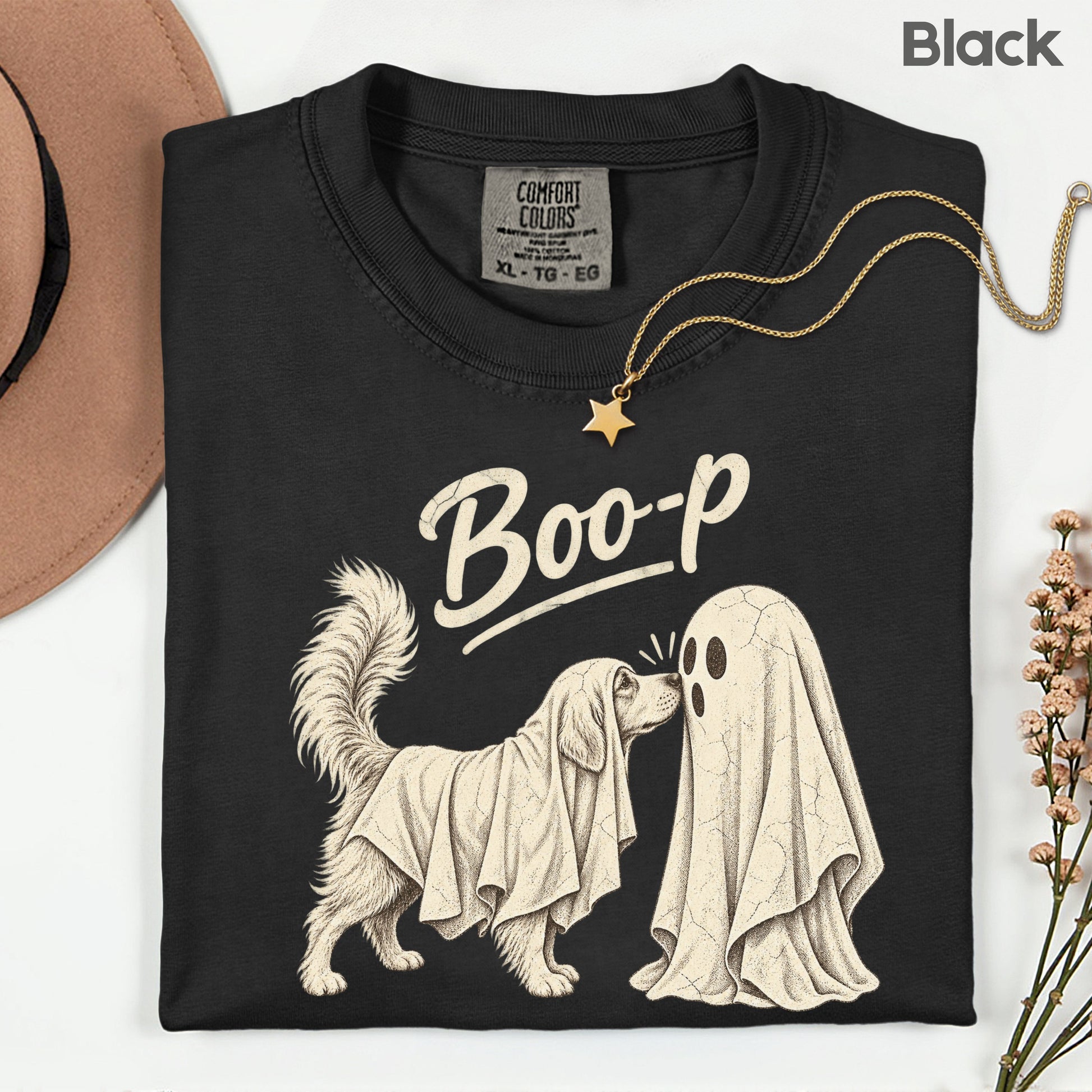 Halloween Dog Ghost Boop T-Shirt, Cute Spooky Season Golden Retriever Dog Lover Tee