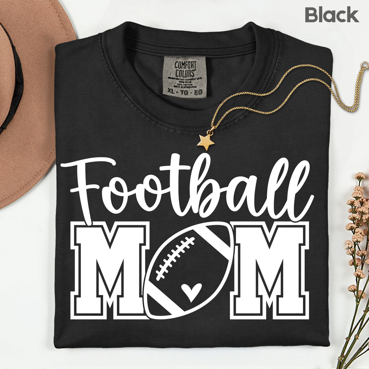 Football Mom Game Day Heart T-Shirt, Sports Season Varsity Letters Comfort Color Tee