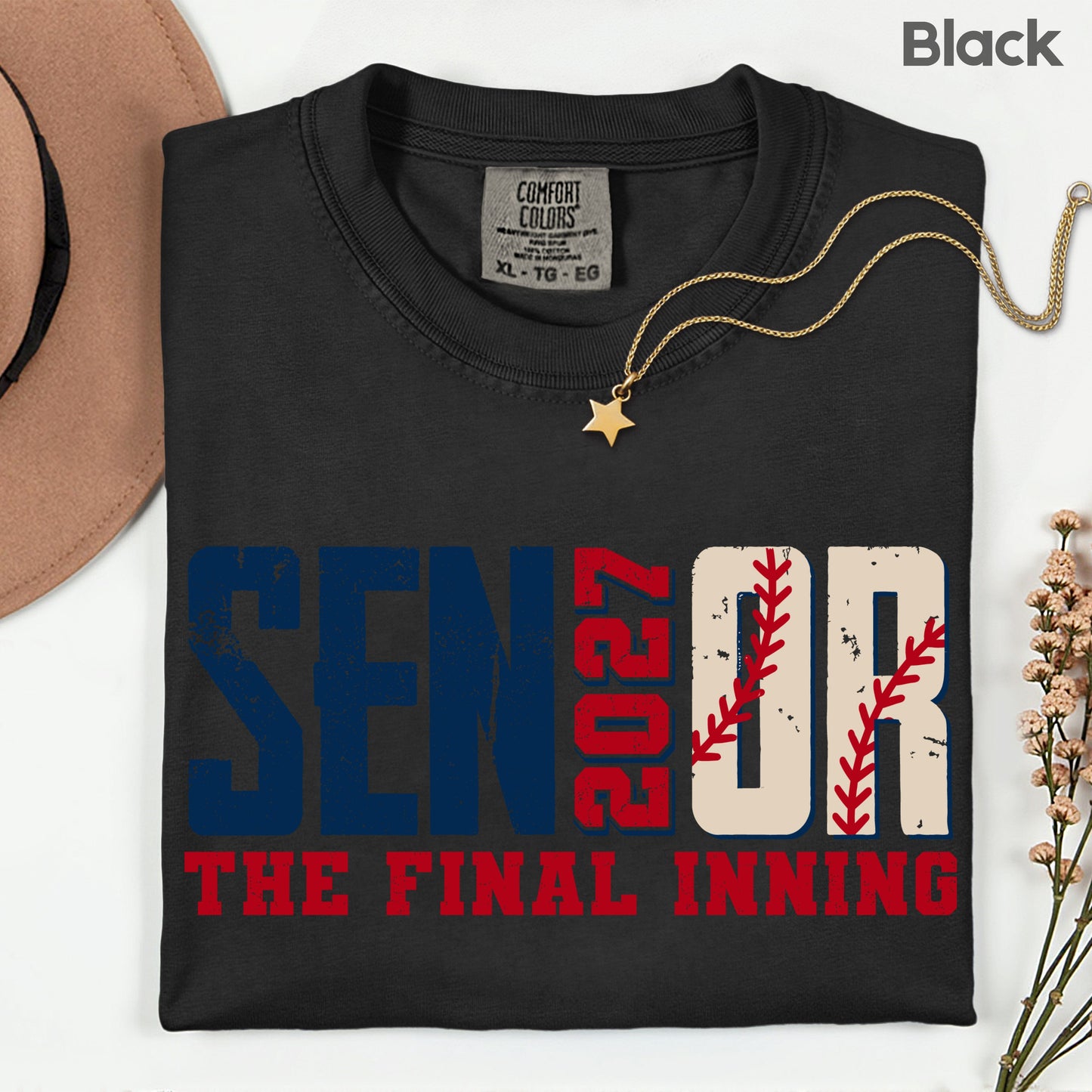 Senior Baseball 2027 The Final Inning T-Shirt, Class of 2027 Distressed Stitches Graduation Tee