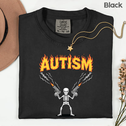 Autism Attitude Flaming Comfort Colors T Shirts