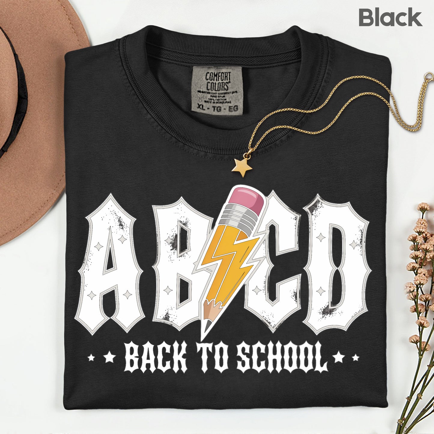 Rock Back to School ABCD Lightning Pencil T-Shirt, Teacher Student Music Tee