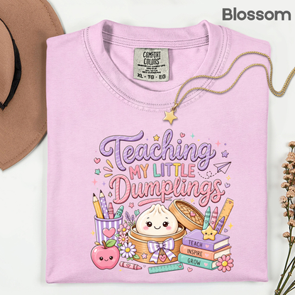 Teaching My Little Dumplings Teacher T-Shirt, Cute Pastel Kawaii School Life Tee