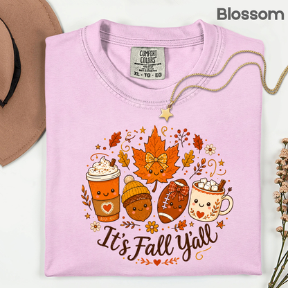 It's Fall Y'all Autumn T-Shirt, Coffee Acorn Football Cute Fall Season Tee