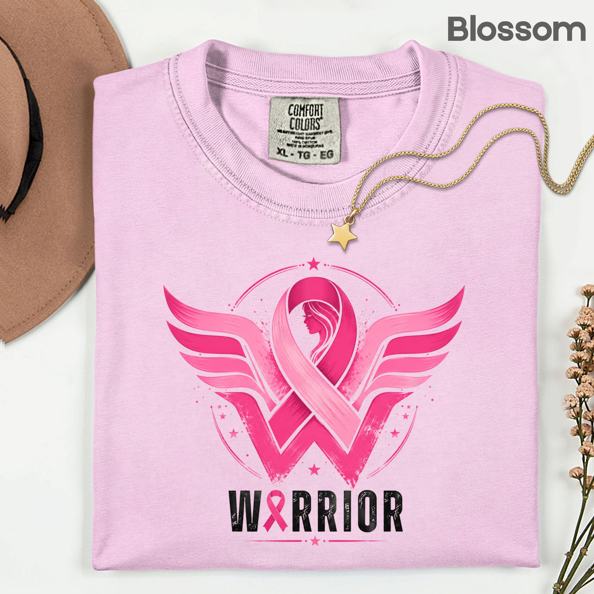Breast Cancer Pink Ribbon Warrior T-Shirt, Wings Hope Survivor Awareness Tee