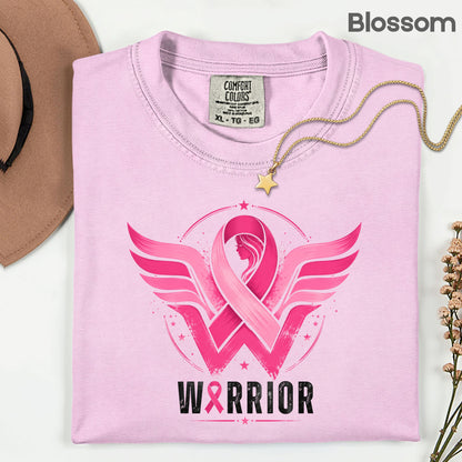 Breast Cancer Pink Ribbon Warrior T-Shirt, Wings Hope Survivor Awareness Tee