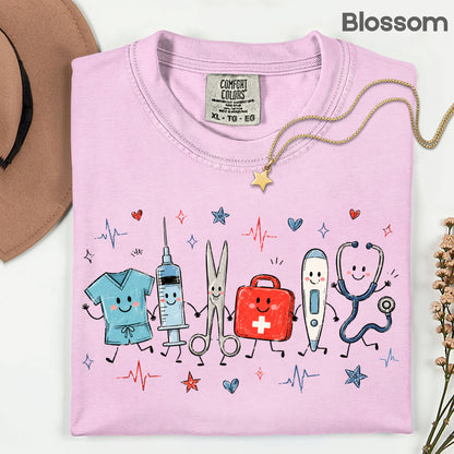 Cute Nurse Life Medical T-Shirt, Stethoscope Scrubs Syringe First Aid Healthcare Tee