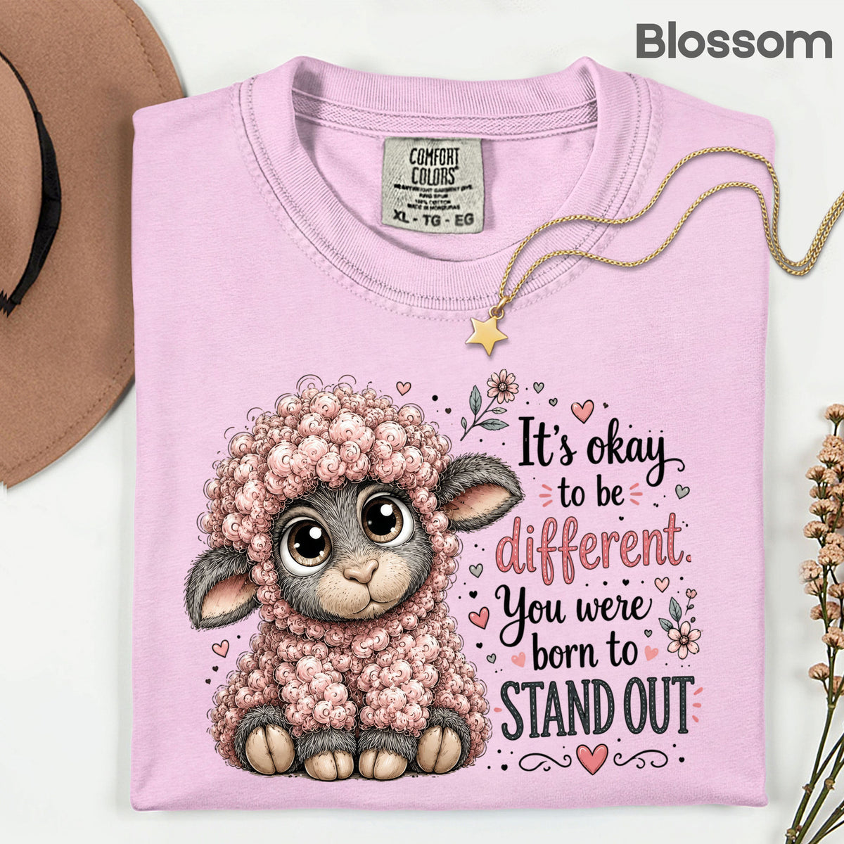 Inspirational Black Sheep Born to Stand Out T-Shirt, Cute Lamb Quote Tee