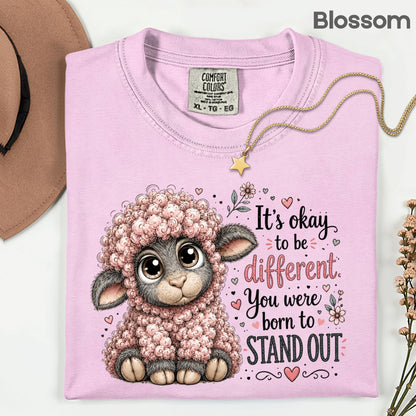Inspirational Black Sheep Born to Stand Out T-Shirt, Cute Lamb Quote Tee