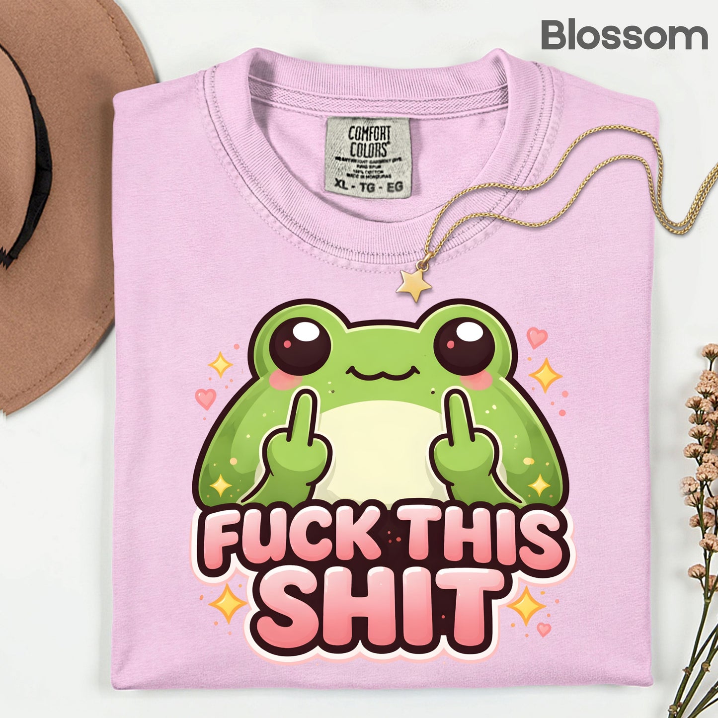 Fck This Shit Frog Sarcastic T-Shirt, Middle Finger Green Toad Sparkles Tee Sweatshirt