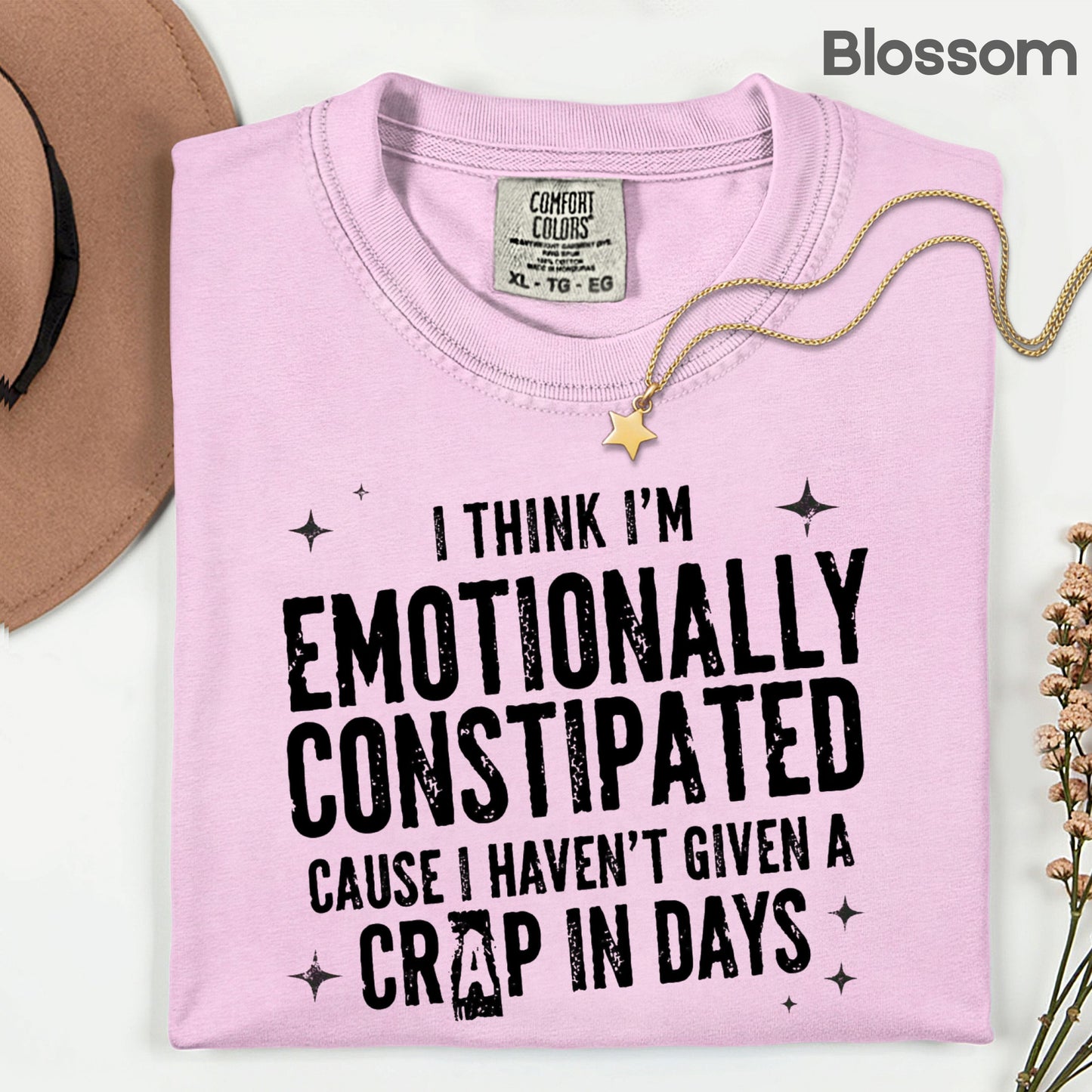 Emotionally Constipated Funny Sarcastic Quote T-Shirt, Haven't Given a Crap in Days Tee
