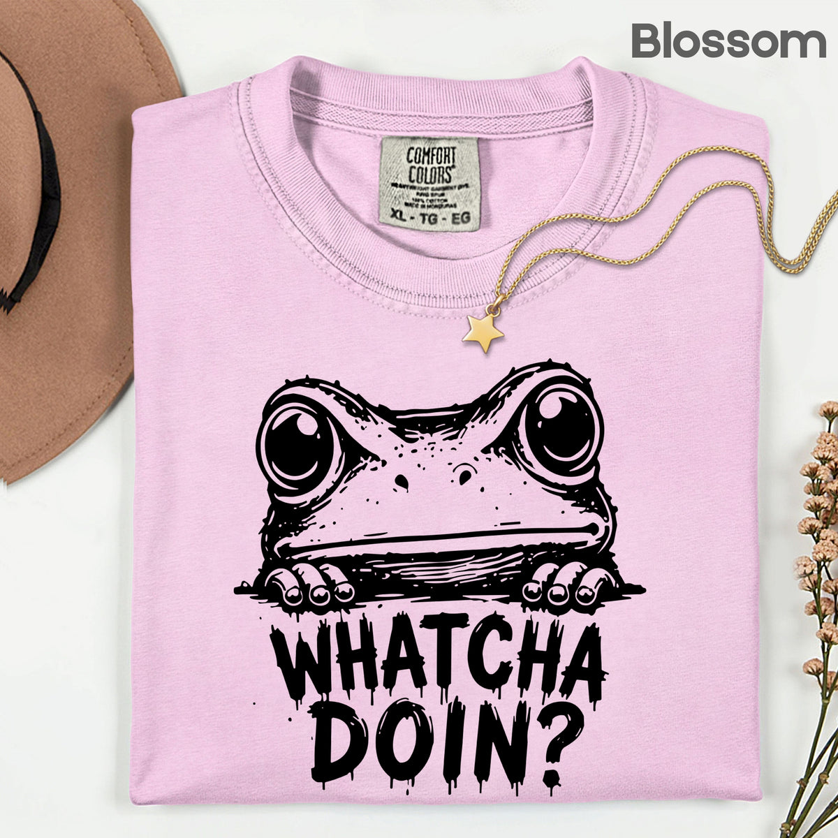 Whatcha Doin Frog Funny Peeking T-Shirt, Black White Cute Frog Tee