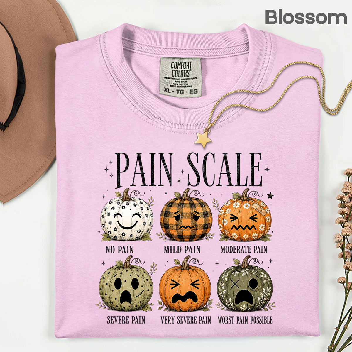 Funny Fall Pumpkin Pain Scale Nurse T-Shirt, Halloween Medical Humor Tee