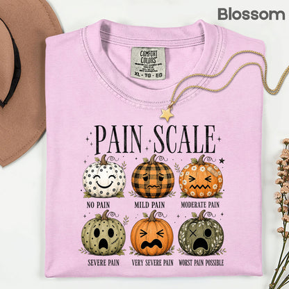 Funny Fall Pumpkin Pain Scale Nurse T-Shirt, Halloween Medical Humor Tee