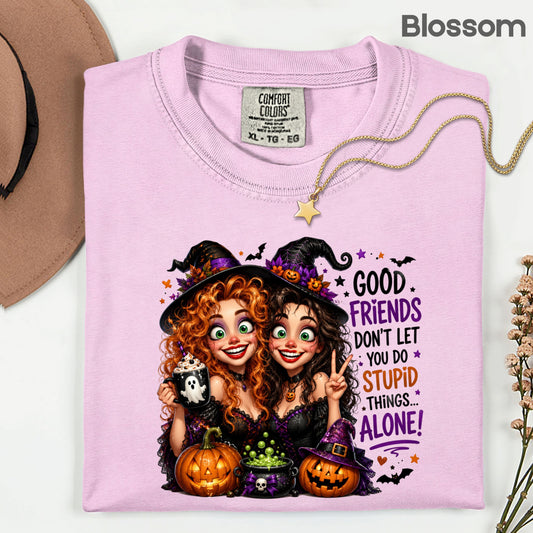 Halloween Witches Best Friends T-Shirt, Funny Spooky Besties Good Friends Tee