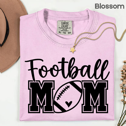 Football Mom Game Day Heart T-Shirt, Sports Season Varsity Letters Comfort Color Tee