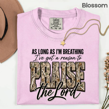 Praise the Lord Christian Camo T-Shirt, Faith Hunting Quote Comfort Color Tee