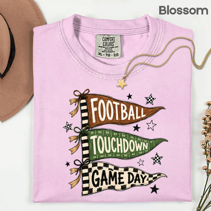 Football Game Day Pennants T-Shirt, Touchdown Flags Stars Sports Comfort Color Tee