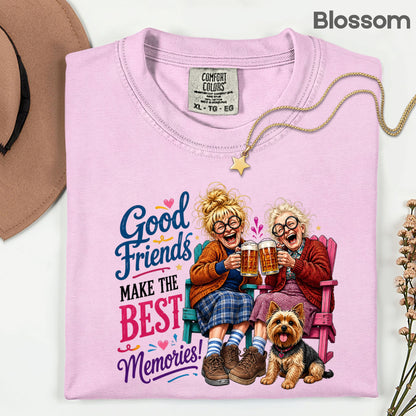 Funny Best Friends Good Friends Best Memories T-Shirt, Old Ladies Yorkshire Terrier Tee