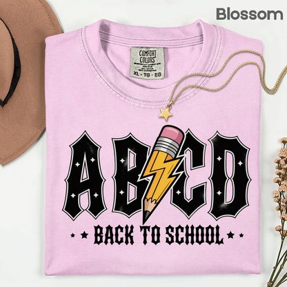 Rock Back to School ABCD Lightning Pencil T-Shirt, Teacher Student Music Tee