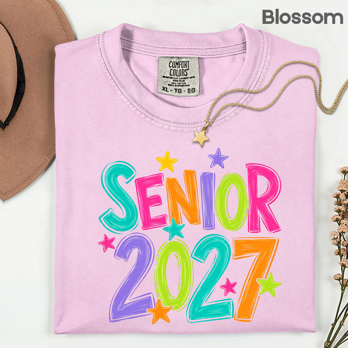 Senior 2027 Colorful Stars T-Shirt, High School Class of 2027 Graduation Tee