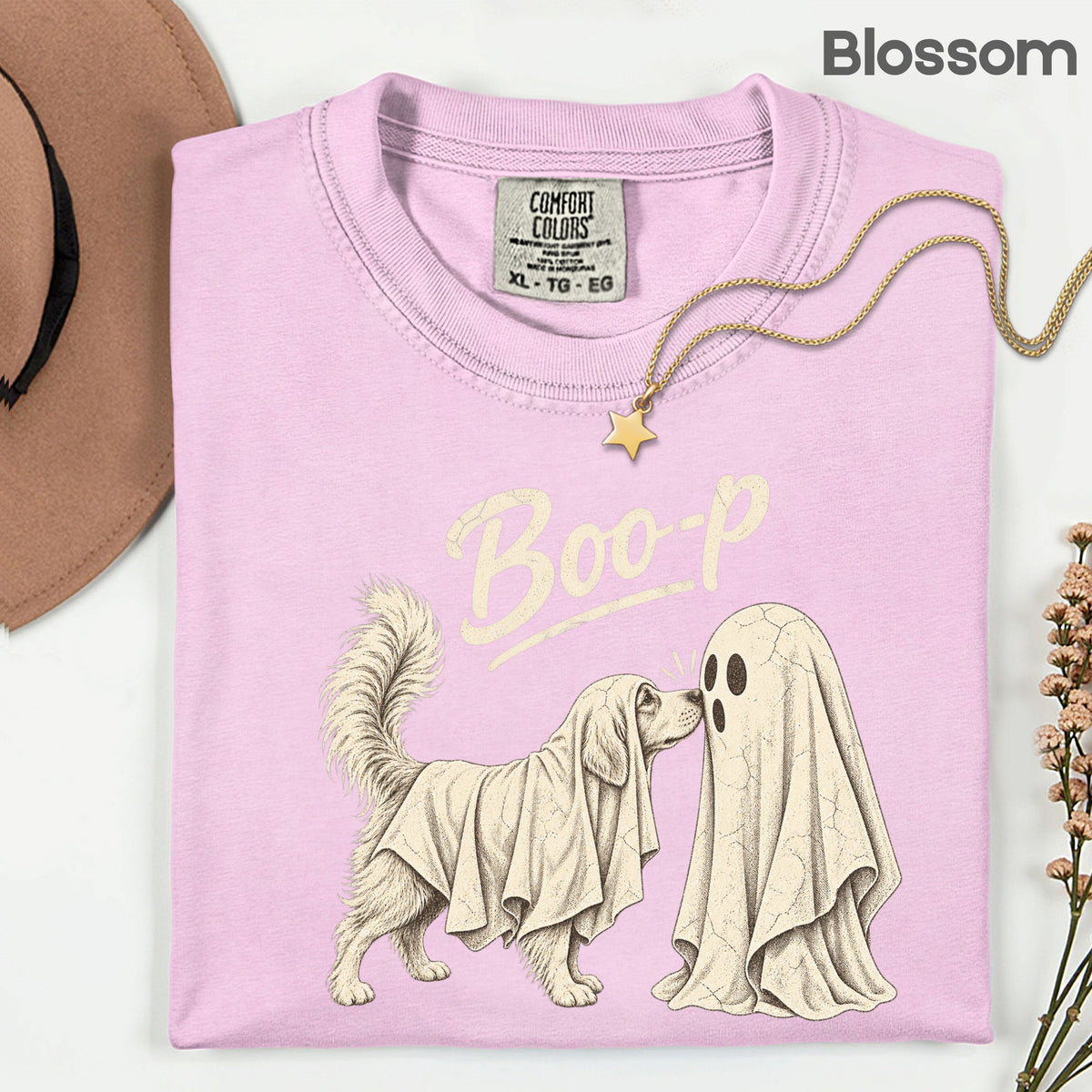 Halloween Dog Ghost Boop T-Shirt, Cute Spooky Season Golden Retriever Dog Lover Tee
