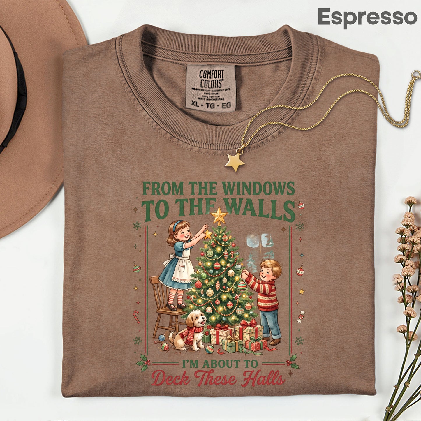 From the Windows to the Walls Christmas Tree T-Shirt, Funny Vintage Holiday Tee