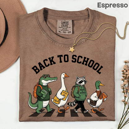 Back to School Animal T-Shirt, Abbey Road Alligator Goose Raccoon Duck Tee Sweatshirt