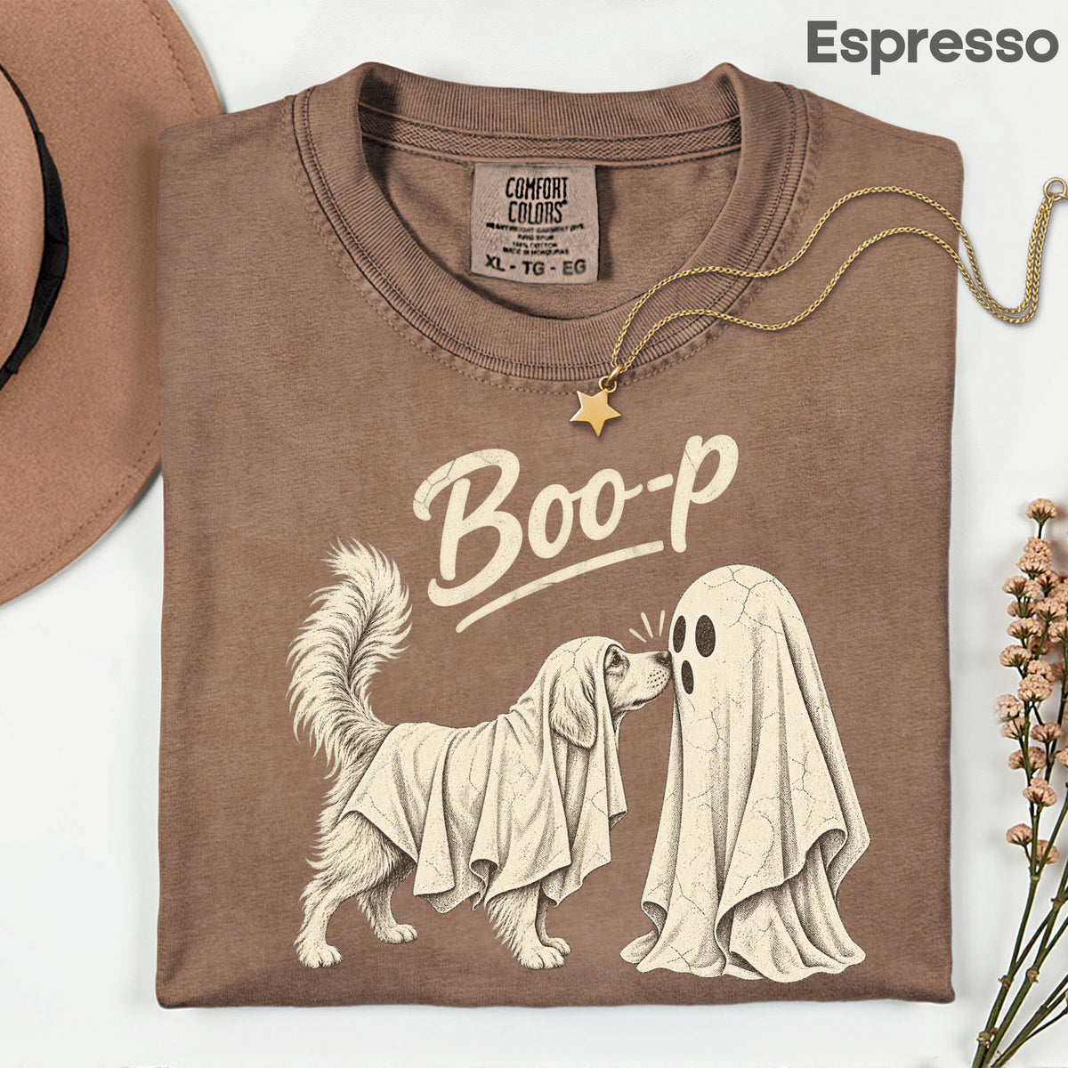 Halloween Dog Ghost Boop T-Shirt, Cute Spooky Season Golden Retriever Dog Lover Tee