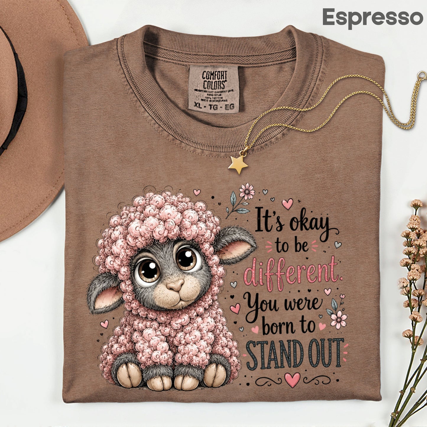 Inspirational Black Sheep Born to Stand Out T-Shirt, Cute Lamb Quote Tee