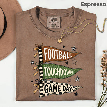 Football Game Day Pennants T-Shirt, Touchdown Flags Stars Sports Comfort Color Tee