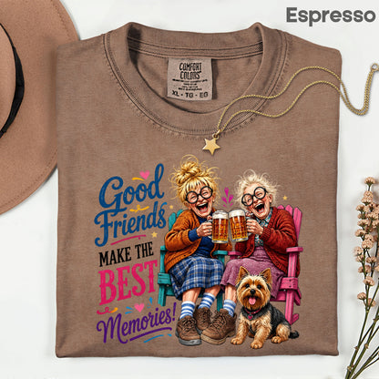 Funny Best Friends Good Friends Best Memories T-Shirt, Old Ladies Yorkshire Terrier Tee