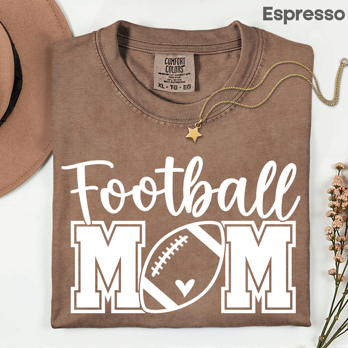 Football Mom Game Day Heart T-Shirt, Sports Season Varsity Letters Comfort Color Tee