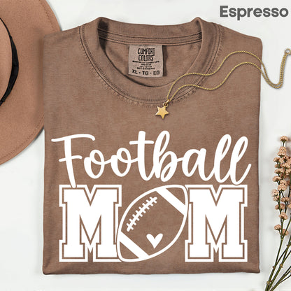 Football Mom Game Day Heart T-Shirt, Sports Season Varsity Letters Comfort Color Tee