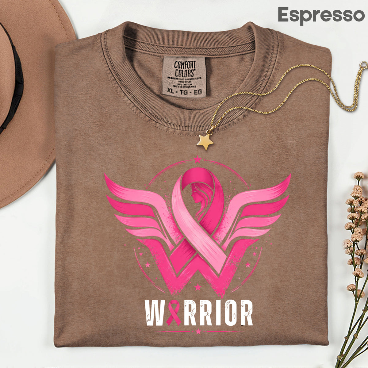 Breast Cancer Pink Ribbon Warrior T-Shirt, Wings Hope Survivor Awareness Tee