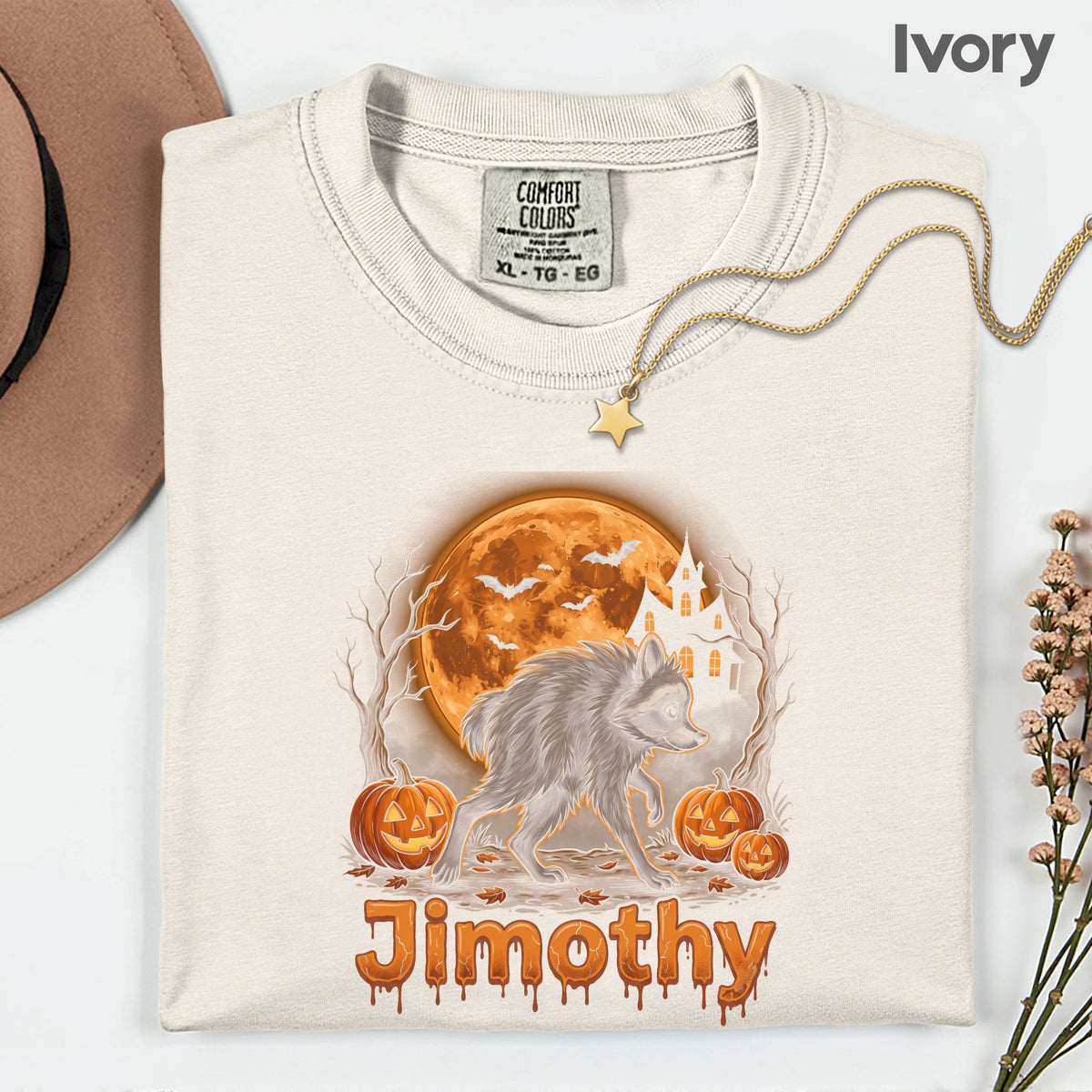 Halloween Jimothy Werewolf T-Shirt, Spooky Moon Pumpkin Horror Tee