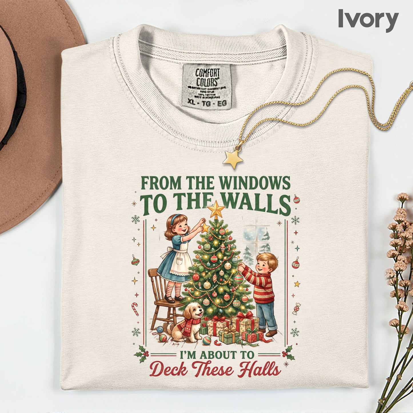 From the Windows to the Walls Christmas Tree T-Shirt, Funny Vintage Holiday Tee