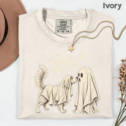 Halloween Dog Ghost Boop T-Shirt, Cute Spooky Season Golden Retriever Dog Lover Tee
