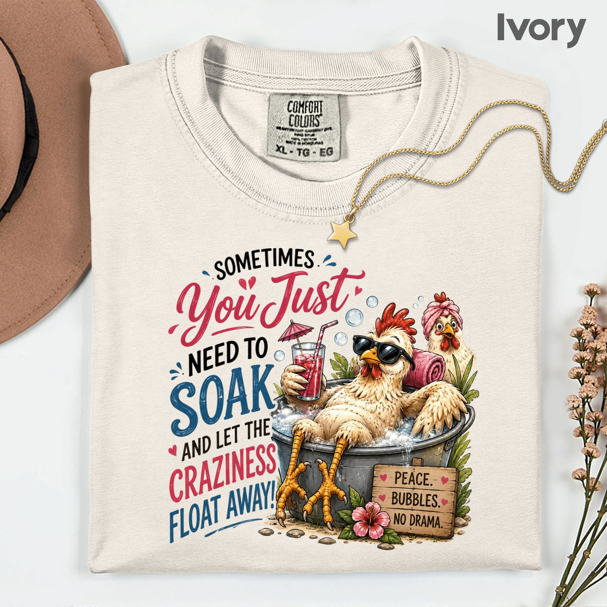 Funny Chicken Spa Day T-Shirt, Relaxing Chicken Sarcastic Quote Summer Comfort Color Tee