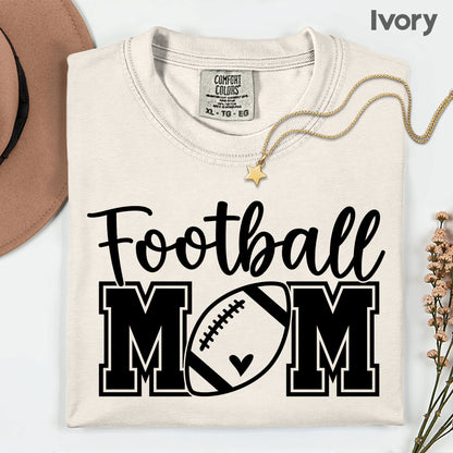 Football Mom Game Day Heart T-Shirt, Sports Season Varsity Letters Comfort Color Tee