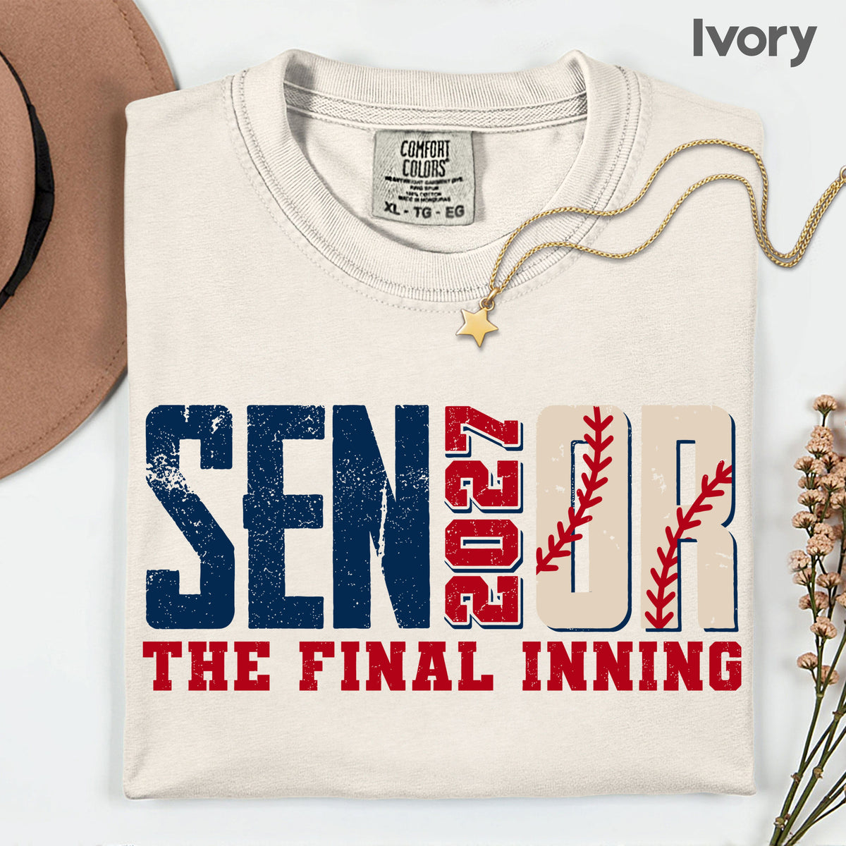 Senior Baseball 2027 The Final Inning T-Shirt, Class of 2027 Distressed Stitches Graduation Tee