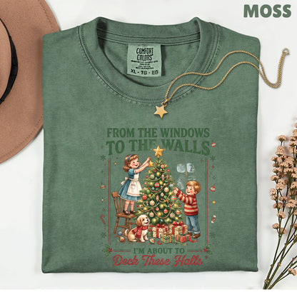 From the Windows to the Walls Christmas Tree T-Shirt, Funny Vintage Holiday Tee