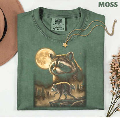 Vintage Raccoon Full Moon T-Shirt, Forest Wildlife Trash Panda Outdoor Comfort Color Tee