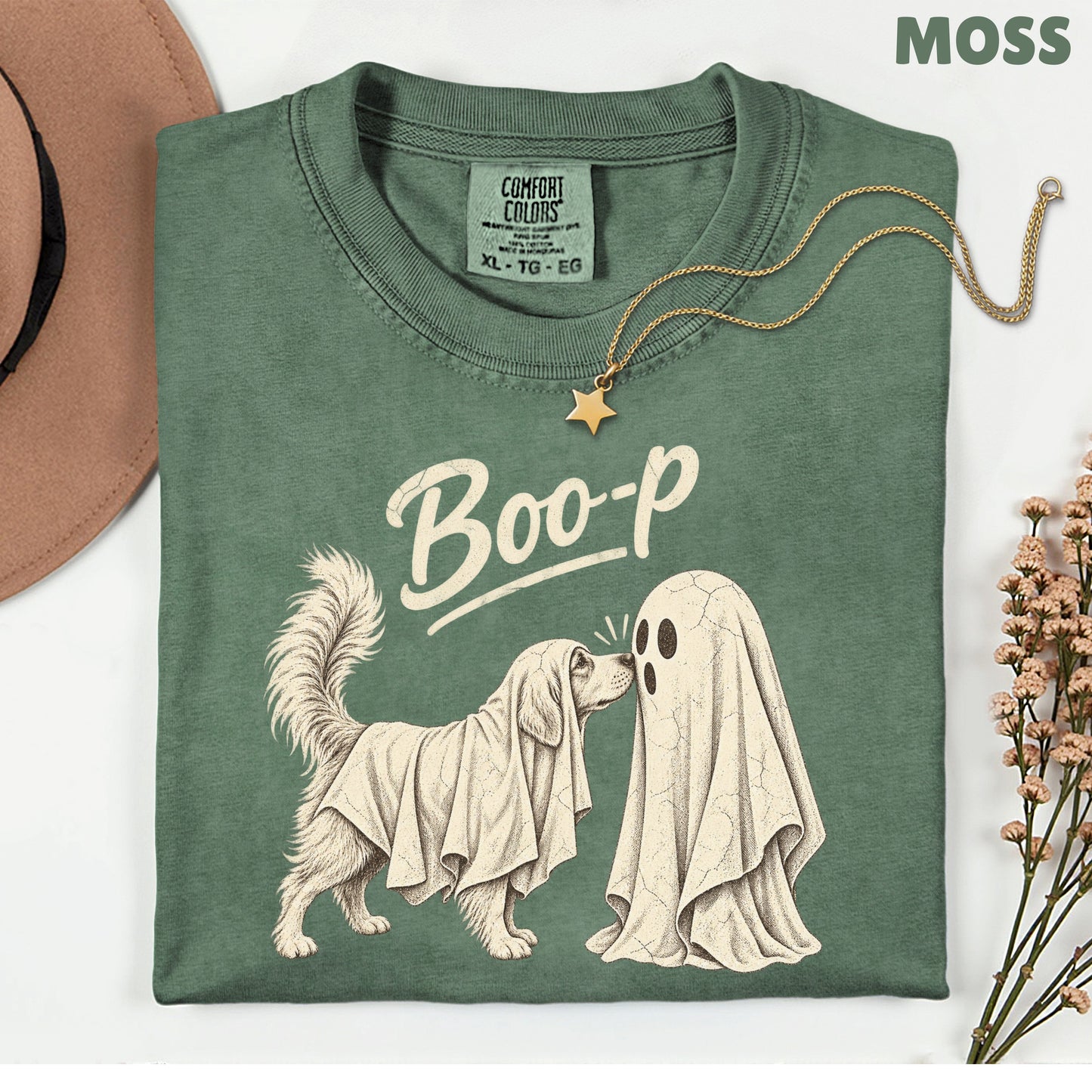 Halloween Dog Ghost Boop T-Shirt, Cute Spooky Season Golden Retriever Dog Lover Tee