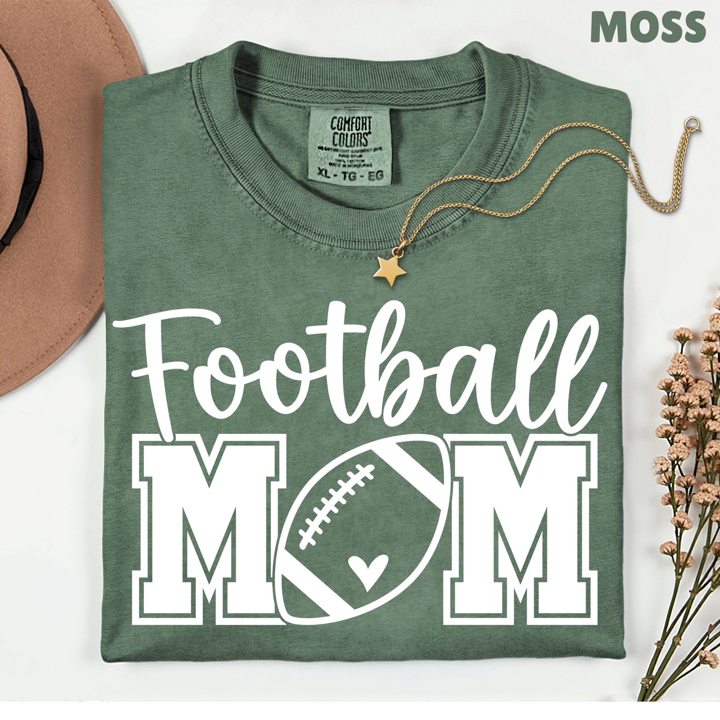 Football Mom Game Day Heart T-Shirt, Sports Season Varsity Letters Comfort Color Tee