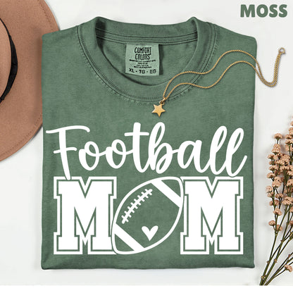 Football Mom Game Day Heart T-Shirt, Sports Season Varsity Letters Comfort Color Tee
