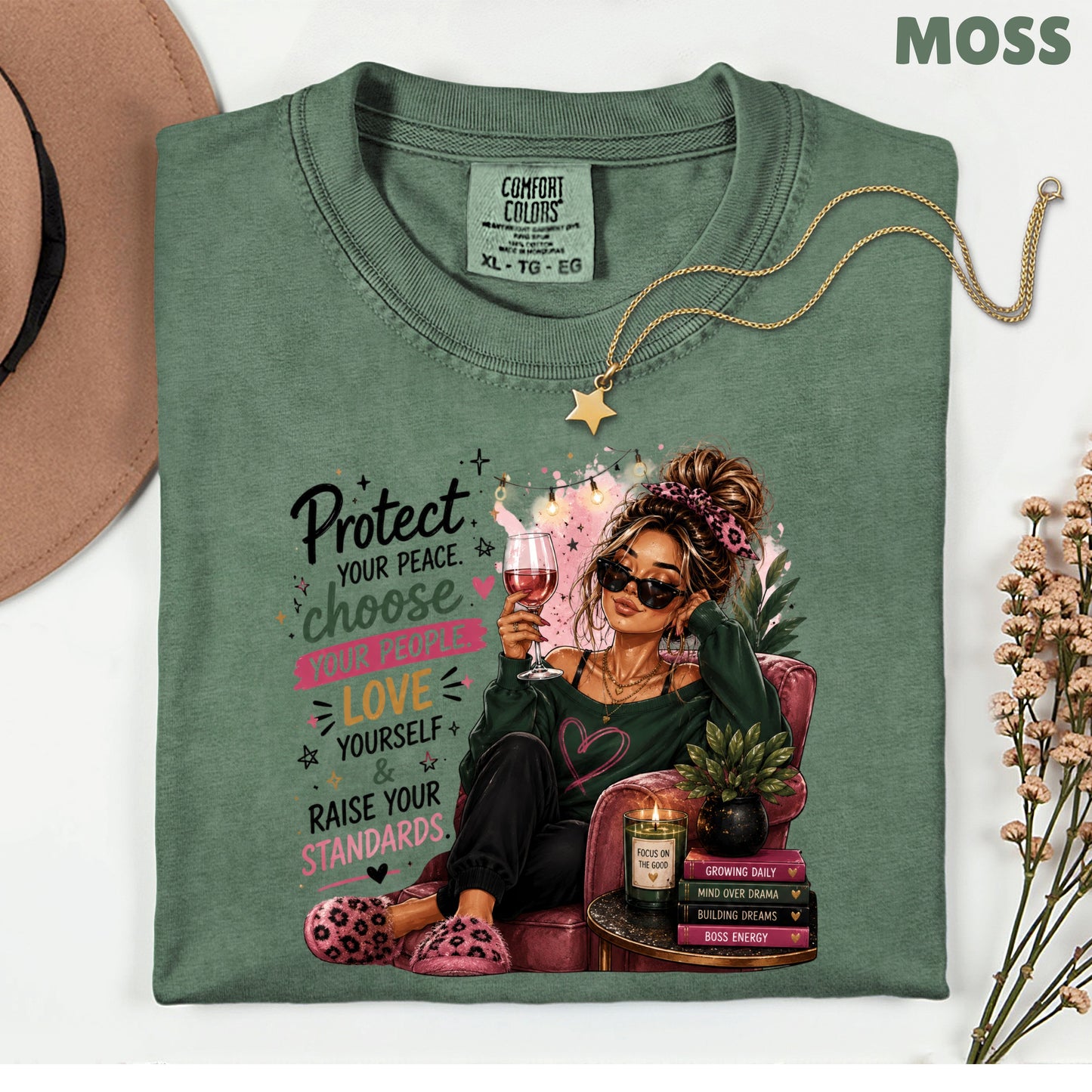 Inspirational Self Care Girl Protect Your Peace T-Shirt, Love Yourself Wine Woman Quote Tee