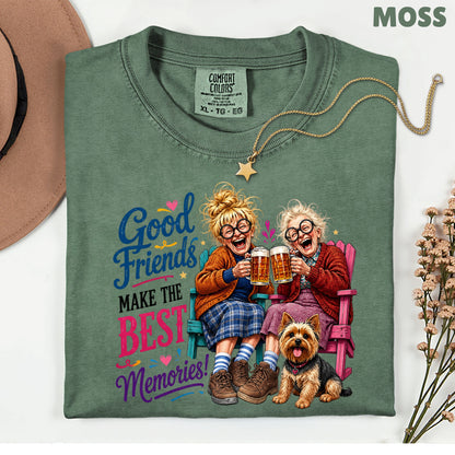 Funny Best Friends Good Friends Best Memories T-Shirt, Old Ladies Yorkshire Terrier Tee