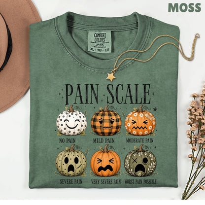 Funny Fall Pumpkin Pain Scale Nurse T-Shirt, Halloween Medical Humor Tee