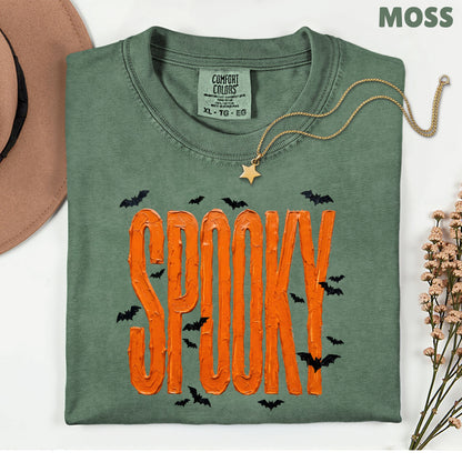 Spooky Halloween Bats Orange Frosting T-Shirt, Halloween Season Cute Spooky Tee