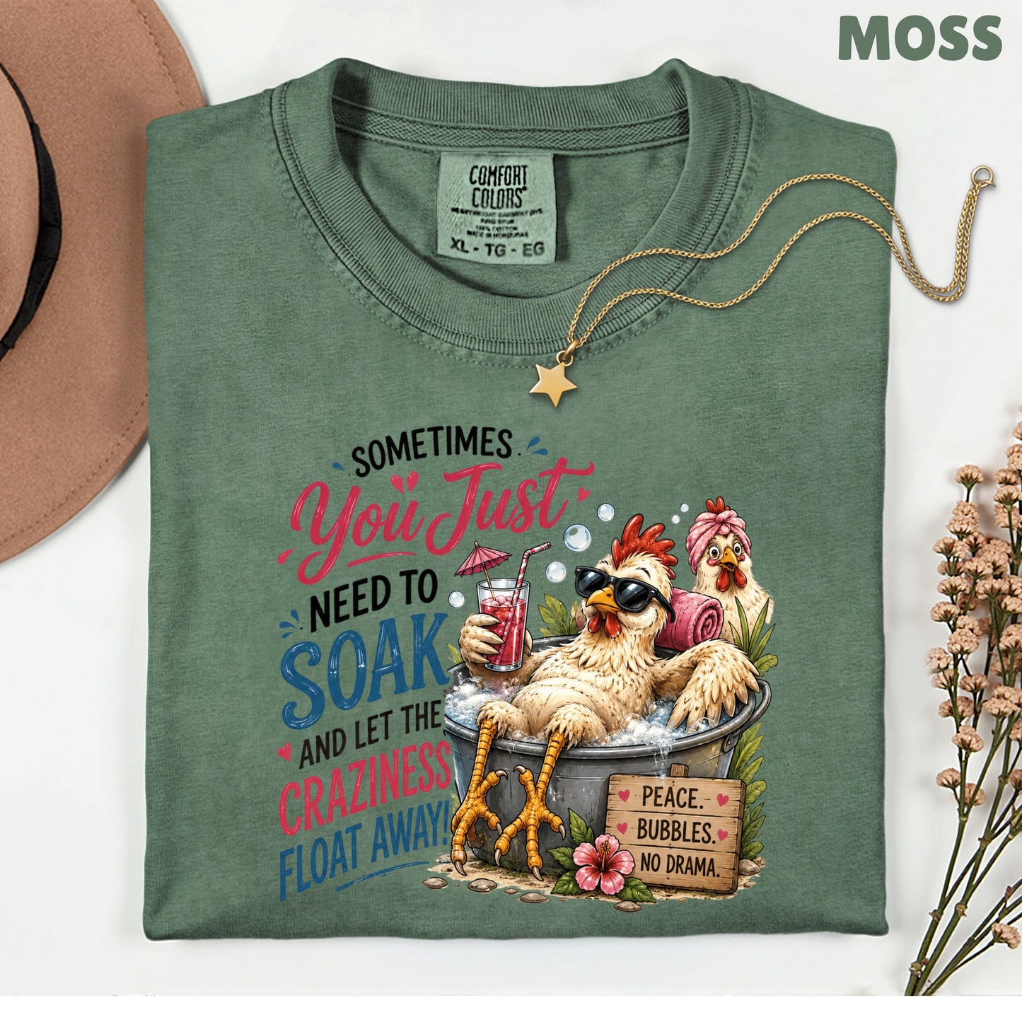 Funny Chicken Spa Day T-Shirt, Relaxing Chicken Sarcastic Quote Summer Comfort Color Tee